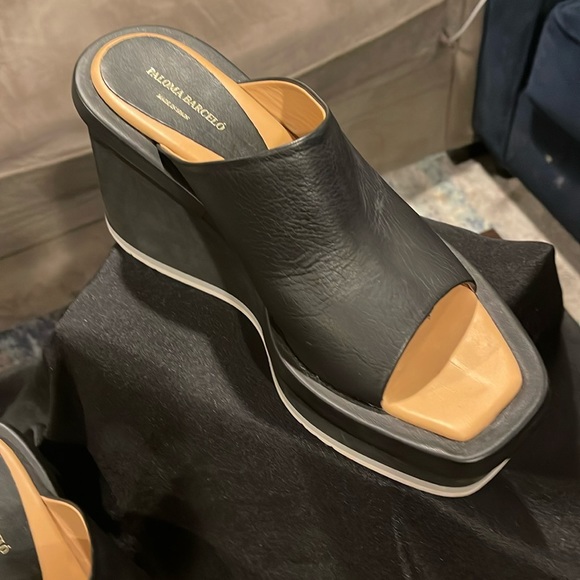Paloma Barcelo Shoes - Paloma Barcelo made in Spain, black leather wedge, size 41